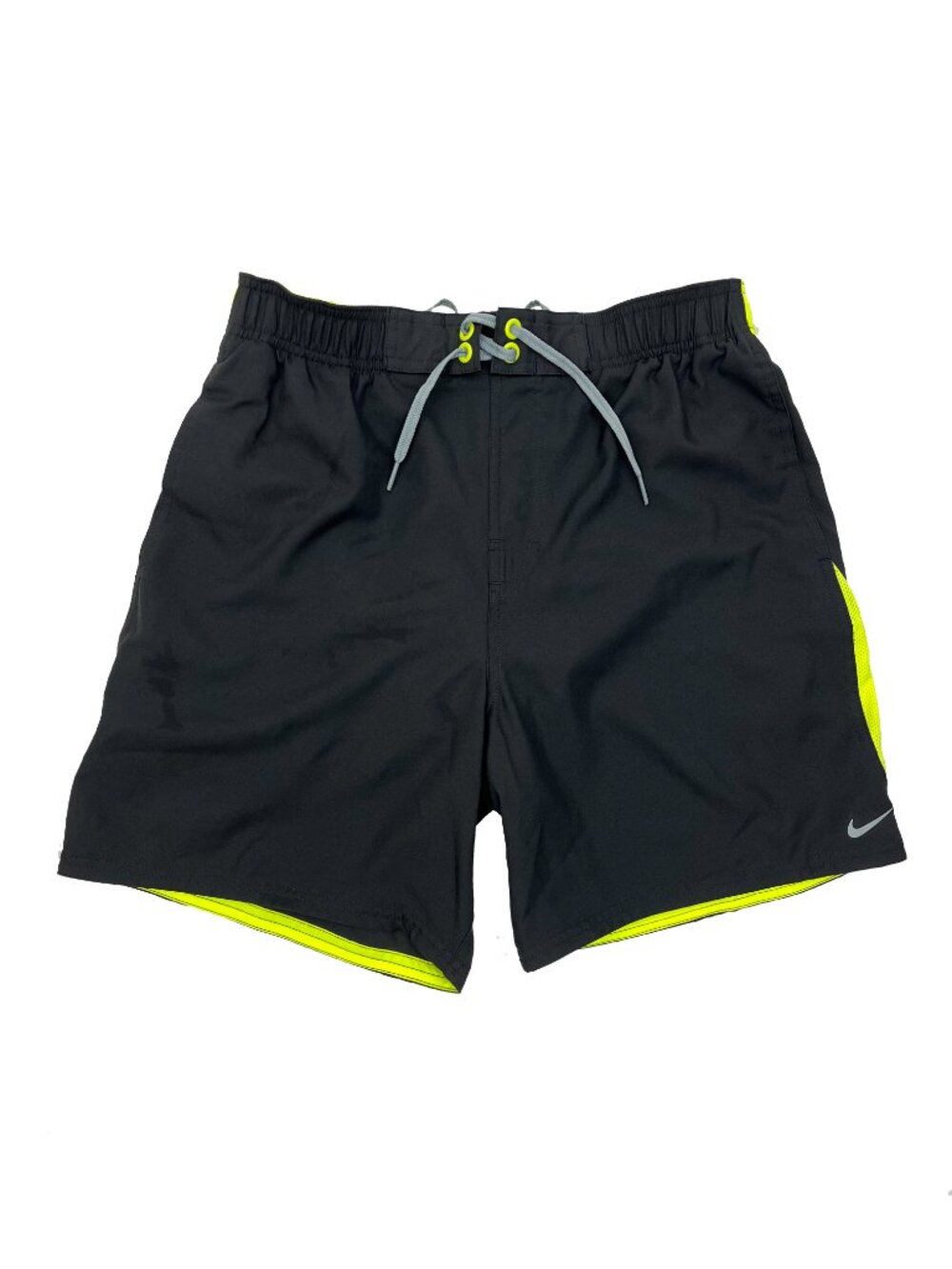 Nike NEW 9" Contend Volley Swim Shorts Swimsuit Trunks Grey Neon Mens S